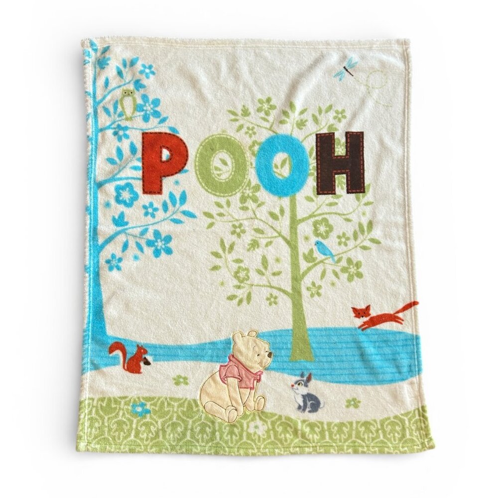 Disney Baby‎ Winnie the Pooh Fleece Crib Blanket Woodland Theme Quilted Cozy - Picture 2 of 5